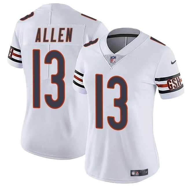 Women%27s Chicago Bears #13 Keenan Allen White 2024 Vapor Stitched Jersey Dzhi->women nfl jersey->Women Jersey